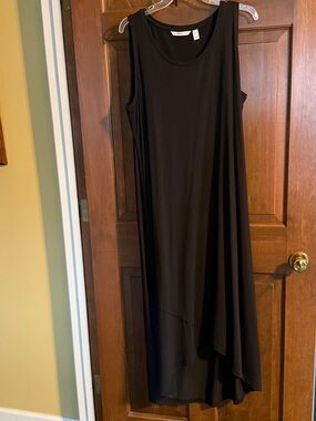 Isaac Mizrahi Live! XL sleeveless black knit high-lo dress NWOT size XL